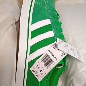 Adidas Campus Vulc Green Sneakers with White Stripes